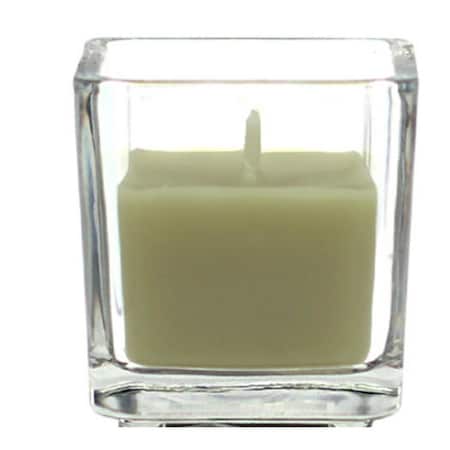 Zest Candle Sage Green Square Glass Votive Candles, 12PK CVZ-039